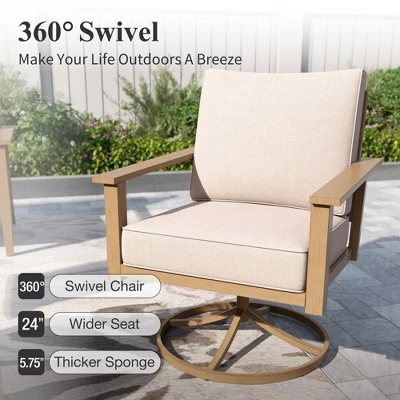 Captiva Designs 5PC Outdoor Patio Cross-Band Back Conversation Set With Thick Cushions For Deck, Garden, Or Poolside 6 Captiva Designs 5PC Outdoor Patio Cross-Band Back Conversation Set With Thick Cushions For Deck, Garden, Or Poolside - Image 4