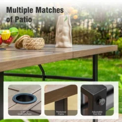 Captiva Designs 7pc Patio Dining Driftwood Finihsed Rectangle Table With Umbrella Hole & Metal Arm Chairs -Furniture GUEST d285c244 e674 430c 96af d4fb55fa27ca 2