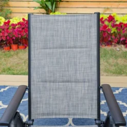 2pk Outdoor Padded Textilene Dining Chairs: Rust-Resistant Aluminum Frame - Captiva Designs -Furniture GUEST d2a15597 aa58 44de 9451 f67eb8220ec1