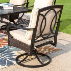 Captiva Designs 7pc Steel Outdoor Patio Dining Set With Swivel Chairs & Metal Table With Umbrella Hole Black 12 Captiva Designs 7pc Steel Outdoor Patio Dining Set With Swivel Chairs & Metal Table With Umbrella Hole Black -Furniture GUEST d3264cdd 0783 45f4 97ce 9c9891e4a2bc