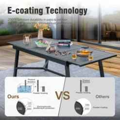 Captiva Designs 7pc Outdoor Expandable Rectangle Dining Table & Stackable Metal Chairs -Furniture GUEST d34fb4a5 edbf 4611 b3c8 1dd2ecb56737 2