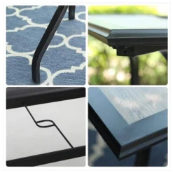 7pc Patio Dining Set With Rectangular Table With Umbrella Hole & Spring Motion Chairs - Burgundy - Captiva Designs -Furniture GUEST d36758d3 3ed6 4a47 8563 99040e614a8b 1