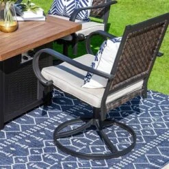 5pc Patio Dining Set With Fire Pit Table & Wicker Rattan 360 Swivel Chairs - Captiva Designs 14 5pc Patio Dining Set With Fire Pit Table & Wicker Rattan 360 Swivel Chairs - Captiva Designs -Furniture GUEST d378745d 180a 43b3 ab03 2f465f579051