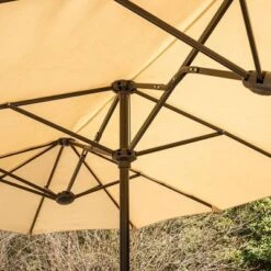 8pc Outdoor Dining Set With Metal Slat Top Table With Umbrella Hole & Swivel Chairs - Gray/Beige - Captiva Designs -Furniture GUEST d391b7b7 81f0 4844 9629 053dc2e7d62a