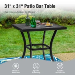 Captiva Designs 3pc Outdoor Patio Metal Bar Height Table & Bar Swivel Chair With Cushion And Armrest 27 Captiva Designs 3pc Outdoor Patio Metal Bar Height Table & Bar Swivel Chair With Cushion And Armrest -Furniture GUEST d41781c6 1725 4e7c bc93 75f008bbd448