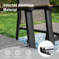 Captiva Designs 3pc Outdoor Patio Dining Steel Table & Gray Wood-look Arm Textilene Sling Chairs 23 Captiva Designs 3pc Outdoor Patio Dining Steel Table & Gray Wood-look Arm Textilene Sling Chairs -Furniture GUEST d47de0aa 4e1d 4416 bbb3 67703ee99e79