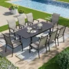 Captiva Designs 9pc Patio Spacious Black Steel Dining Table & High Back Padded Grayish Brown Sling Armrest Chairs -Furniture GUEST d51d25ae e9c2 450f b368 40e292c45433