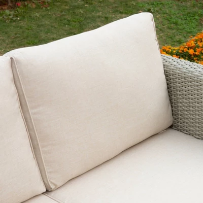 Captiva Designs 5pc Outdoor Wicker Rattan Conversation Set Beige: UV-Resistant, Includes Sofa & Ottomans 8 Captiva Designs 5pc Outdoor Wicker Rattan Conversation Set Beige: UV-Resistant, Includes Sofa & Ottomans - Image 6