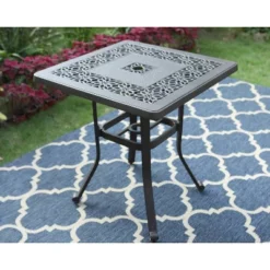 Outdoor Cast Aluminum Table With 1.97" Umbrella Hole - Brown - Captiva Designs -Furniture GUEST d562b4e3 c7fa 4118 b63b 8c8767e83fbe
