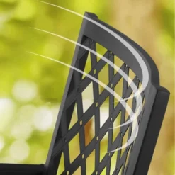 7pc Metal Patio Dining Set With Rectangular Umbrella Table & 6 Stackable Chairs - Captiva Designs -Furniture GUEST d58fd2dc 2cb5 4815 a579 1b21dddde79e