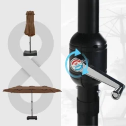 Captiva Designs 9'x15' Rectangular Outdoor Market Umbrella With Crank Handle Light -Furniture GUEST d60e30da 9dfd 4c28 a892 58604a333353