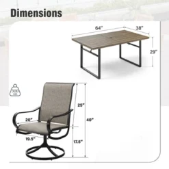 Captiva Designs 7pc Outdoor Patio Metal Rectangle Dining Table & Textilene Swivel Chairs 26 Captiva Designs 7pc Outdoor Patio Metal Rectangle Dining Table & Textilene Swivel Chairs -Furniture GUEST d78944d4 8ae0 4694 844d 7d9af93f4079