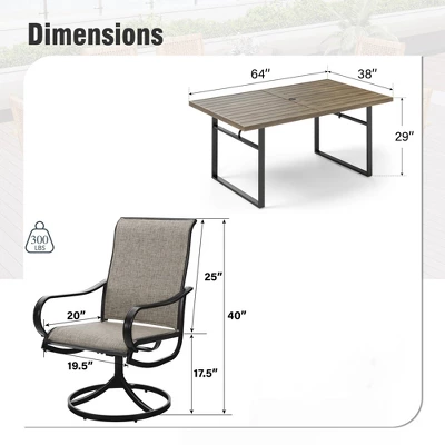 Captiva Designs 7pc Outdoor Patio Metal Rectangle Dining Table & Textilene Swivel Chairs 12 Captiva Designs 7pc Outdoor Patio Metal Rectangle Dining Table & Textilene Swivel Chairs - Image 10