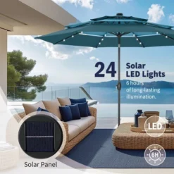 Captiva Designs 10ft Vented Patio Umbrella With 8 Sturdy Ribs For Garden, Poolside & Lawn -Furniture GUEST d8108ef2 927b 455f a337 c939e6fcde4c