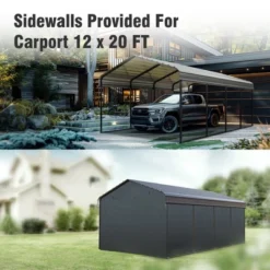 Captiva Designs 12’ X 20’ Heavy Duty Metal Carport - Versatile Shelter With Optional Sidewalls -Furniture GUEST d830dca0 6463 4e94 893b 6e7799e5b66d