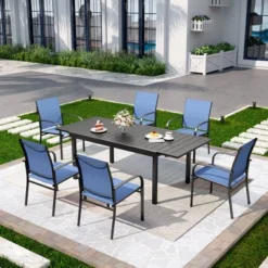 Captiva Designs 7pc Patio Set With Expandable Black Rectangle Steel Dining Table & Sling Fixed Dining Chairs 31 Captiva Designs 7pc Patio Set With Expandable Black Rectangle Steel Dining Table & Sling Fixed Dining Chairs -Furniture GUEST d8870a02 7801 452d 932d cc913533d4af