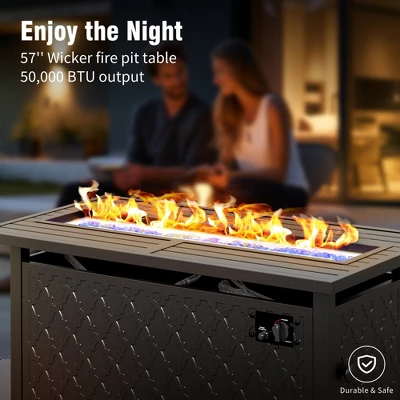 Captiva Designs 6pc Metal Patio Outdoor Conversation Fire Pit Set With Grid-back Armchairs And Ottomans For Garden, Poolside, Backyard 4 Captiva Designs 6pc Metal Patio Outdoor Conversation Fire Pit Set With Grid-back Armchairs And Ottomans For Garden, Poolside, Backyard - Image 2