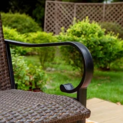 5pc Patio Dining Set With Rattan Arm Chairs & Round Steel Table - Captiva Designs -Furniture GUEST d96d1e41 9521 4f0d b554 d66edde22ad8