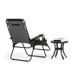 Captiva Designs Patio Zero Gravity Free XL Padded Seat Recliner With Cup Holder & Alloy Steel Frame - Gray -Furniture GUEST d9a75f5c d8f8 4642 90b5 351213cdc3c2