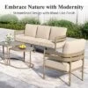 Captiva Designs 4 Pieces Outdoor Patio Wood-Like Furniture Conversation Set With Ultra Thick Cushion And Nesting Coffee Table -Furniture GUEST d9ad0591 fdd2 4ce9 8124 cfd207aee123