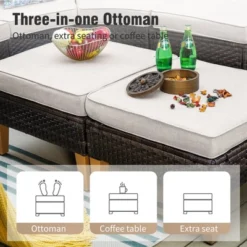 Captiva Designs 9pc Wicker Outdoor Patio Rattan Sectional Conversation Set With Cushioned Ottoman -Furniture GUEST d9cbea7f 8128 4d28 90fb 62df16fcc604 4