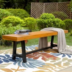 63" Rectangular Acacia Wood Patio Bench - Captiva Designs -Furniture GUEST d9e28ea9 9c88 4bf8 92f0 bd04fab95b27