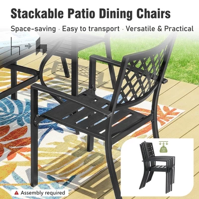 Captiva Designs 7pc Patio Dining Driftwood Finished Rectangle Steel Table & Metal Arm Chairs 13 Captiva Designs 7pc Patio Dining Driftwood Finished Rectangle Steel Table & Metal Arm Chairs - Image 11