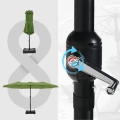 Captiva Designs 9'x15' Rectangular Outdoor Market Umbrella With Extra Large Base -Furniture GUEST da9f6fd5 6a40 4bbf b64b 7772253faa63