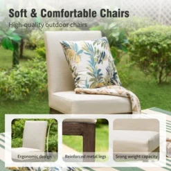 Captiva Designs 5pc Patio Dining Round Wood-look Table With Umbrella Hole & Assorted Cushioned/Textilene Chairs -Furniture GUEST dadca45b 5a9d 4e07 850d e0a573b9b78a