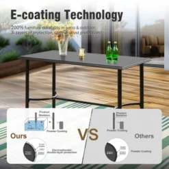 Captiva Designs 1pc Patio Outdoor Dining Rectangle Steel Bar Table With Steel Frame -Furniture GUEST dbe7c612 2581 42cc a6e9 bbd30532a1cf 1