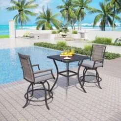 Captiva Designs 3pc Outdoor Patio Metal Bar Height Table & Bar Swivel Chair With Cushion And Armrest 32 Captiva Designs 3pc Outdoor Patio Metal Bar Height Table & Bar Swivel Chair With Cushion And Armrest -Furniture GUEST dc46081b 7d00 43e5 8d4e 996b2450b40e