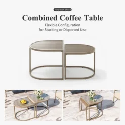 Captiva Designs 4 Pieces Outdoor Patio Wood-Like Furniture Conversation Set With Ultra Thick Cushion And Nesting Coffee Table -Furniture GUEST dc733d57 2aae 4ea4 b591 0d1c01b7732d