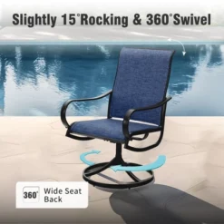 Captiva Designs 7pc Patio Dining Steel Rectangle Table & Textilene 360 Degree Swivel Chairs -Furniture GUEST dcc0d927 c518 4506 89c2 87dbb585849f 5