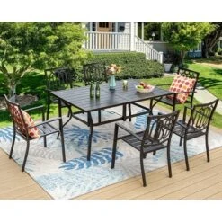 Outdoor Rectangle Steel Dining Table - Black - Captiva Designs -Furniture GUEST dd392d70 a95a 4d82 b635 2f108d3f6ba6
