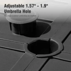 Captiva Designs 9pc Spacious Slat-top Square Metal Table With Umbrella Hole & Brown Textilene Fixed Chairs -Furniture GUEST dd4e5ac2 15f6 406d 9b20 4864de260b1a 5