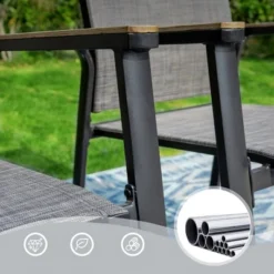 Captiva Designs 7pc Patio Slat-top Adjustable Rectangular Table & Gray Textilene Aluminum Chairs 28 Captiva Designs 7pc Patio Slat-top Adjustable Rectangular Table & Gray Textilene Aluminum Chairs -Furniture GUEST dd939ae8 c6f4 440b 8bf0 09e179938354
