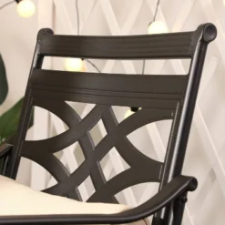 5pc Outdoor Dining Set With Swivel Chairs With Seat & Back Cushions & Square Metal Table With Umbrella Hole - Captiva Designs -Furniture GUEST ddab0034 e854 40b5 8f4d 57d7b9ee9016