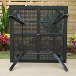 5pc Patio Dining Set With 360 Swivel Chairs With Cushions And Square Net-Shaped Steel Table - Captiva Designs -Furniture GUEST ddd3a3e2 0a38 4787 8e50 5b0317f06e4c