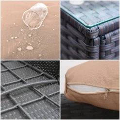 Captiva Designs 7pc Steel & Wicker Outdoor Square Fire Pit Furniture Set With Cushions -Furniture GUEST deee0a75 ab87 4ea3 93cc 35dcb58b28fd