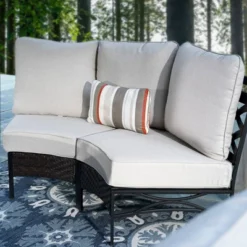 Captiva Designs 6-Seat Half-Moon Curved Outdoor Patio Sectional Sofa Conversation Set -Furniture GUEST defc36f5 d20c 4b8c 9222 af1174d1a081
