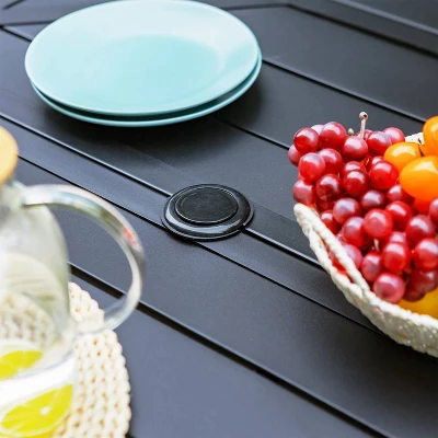 7pc Outdoor Dining Set With Sling Chairs & Large Rectangle Table With Umbrella Hole - Captiva Designs 11 7pc Outdoor Dining Set With Sling Chairs & Large Rectangle Table With Umbrella Hole - Captiva Designs - Image 9