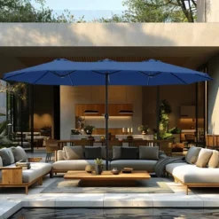 Captiva Designs 9'x15' Rectangular Outdoor Market Umbrella With Crank Handle -Furniture GUEST e0a943d7 b053 4258 b41d b7464e4de8fc