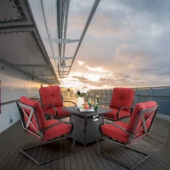 5pc Outdoor Set With Spring Motion Chairs & 28" Fire Table - Captiva Designs -Furniture GUEST e11d2de0 98bf 4742 8379 589d85d3a999