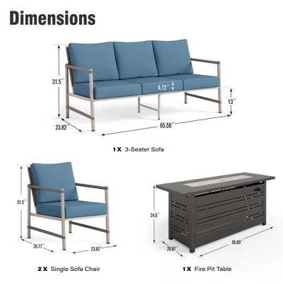Captiva Designs 4pc Outdoor Wicker Patio Fire Pit Set With Armchairs For Poolside, Backyard 3 Captiva Designs 4pc Outdoor Wicker Patio Fire Pit Set With Armchairs For Poolside, Backyard