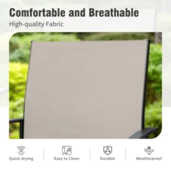 Captiva Designs 7pc Outdoor Patio Wood-look Slatted Top Steel Dining Table & Sling Fixed Chairs -Furniture GUEST e1e453dc 7d61 435d 9d89 4ee17f21067f