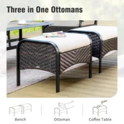 Captiva Designs 6pc Extra Large Metal And Rattan Outdoor Patio Fire Pit Set With Rocking Armchairs And Ottomans -Furniture GUEST e2b7b25c 0d5c 48b0 a201 686ea60d96f3