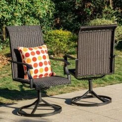 5pc Patio Dining Set With Square Steel Fire Pit Table & Rattan 360 Swivel Chairs - Captiva Designs -Furniture GUEST e2c1504e 6beb 42a1 9bf4 d0922d639162