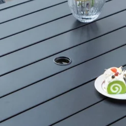 7pc Outdoor Dining Set With Steel Rectangle Table With Umbrella Hole & Padded Swivel Chairs - Captiva Designs -Furniture GUEST e339f9b1 0030 4ad9 8ff8 5c465a3cba1d