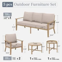 Captiva Designs 5PC Outdoor Patio Cross-Band Back Conversation Set With Thick Cushions For Deck, Garden, Or Poolside 15 Captiva Designs 5PC Outdoor Patio Cross-Band Back Conversation Set With Thick Cushions For Deck, Garden, Or Poolside -Furniture GUEST e512a74a f2cc 4f20 af33 b81078014803