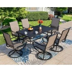 60" Outdoor Rectangle Steel Dining Table - Black - Captiva Designs -Furniture GUEST e54b241f b57f 4084 a062 1bc9b982cf1d 1